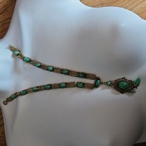 Elegant Turquoise and Gold Necklace Costume Jewelry